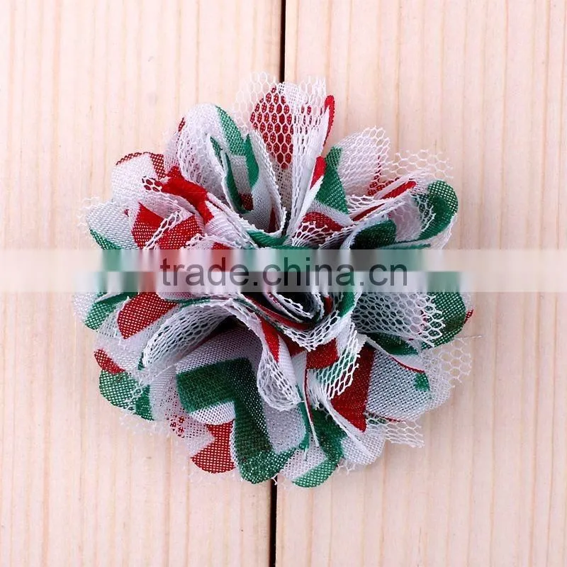 fabric and mesh flower clip for kids hair accessories