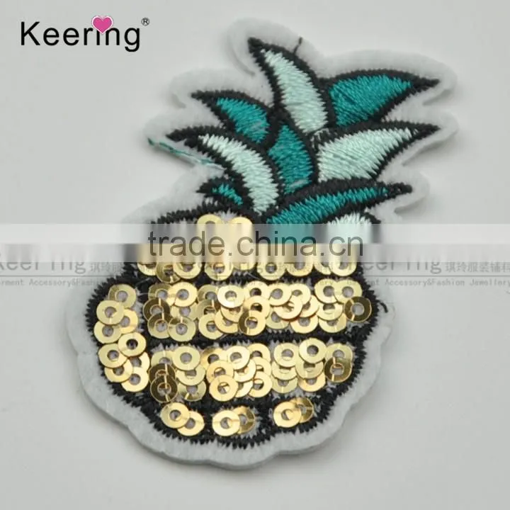 New 3D pineapple beaded sequin china embroidery patches WEFB-002