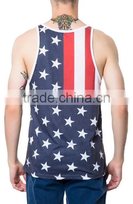 Newest Design Custom Logo Printed Gym Mens Stringer Tank Top