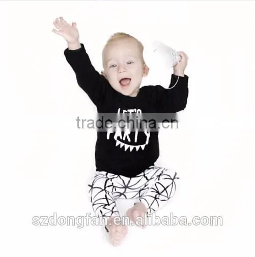 2016 New baby boy clothes set Fashion cotton long-sleeved party Letter T-shirt+pants 2pcs s Newborn baby girl clothing set