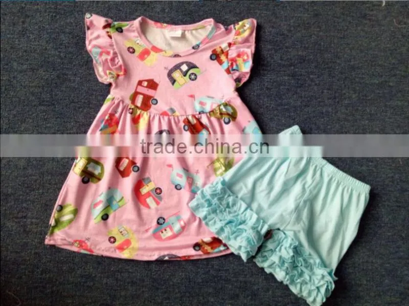 New Fashion Little Baby Cotton Outfit Western Girls Summer Clothing Set Tunic Toddler Girls Clothing Outfits