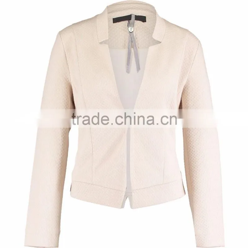Fashion Street Wear Ladies Nude Texture Tailored Cropped Blazer