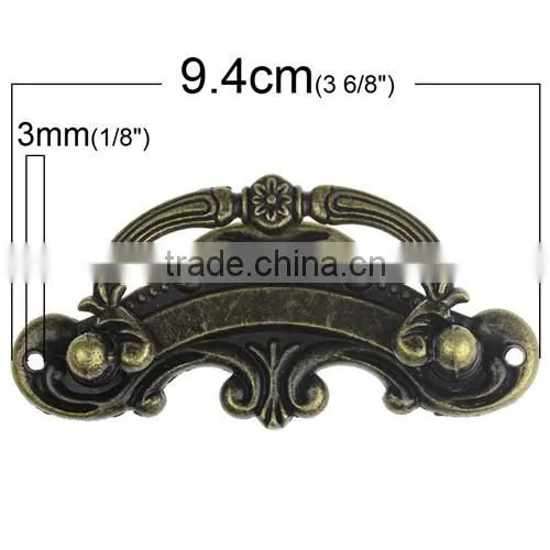 Antique Bronze Pattern Carved Jewelry Cabinet Cupboard File Fancy Cabinet Box Handle Drawer Pull
