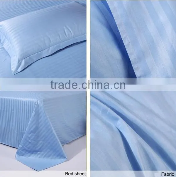 satin stripe fabric, white hotel bed set/bed linen