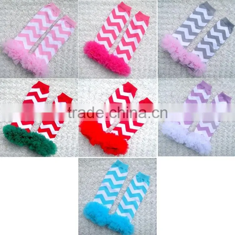 Wholesale chiffon ruffle leg warmer gift sets bowknot prints solid color baby leg warmers