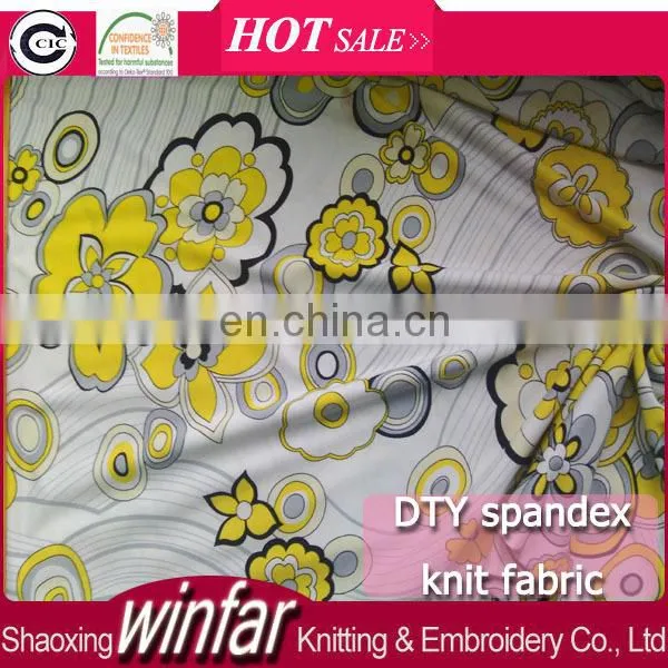 Winfar Hot Sell Cheap Knit Print Polyester Spandex Jersey DTY Fabric Manufacturers in Shaoxing