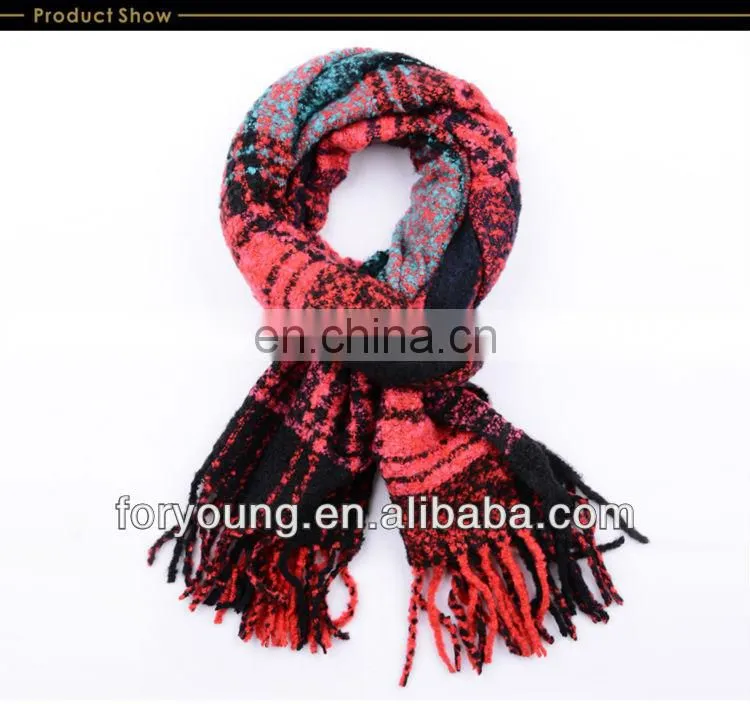 plaid acrylic winter woven shawls
