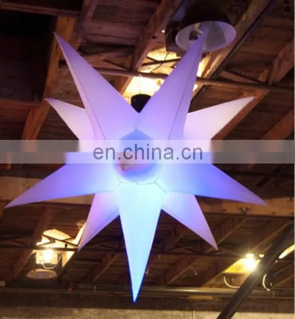 Best selling muti-color LED inflatable hang star, christmas decoration lighted star, LED wedding star for sale