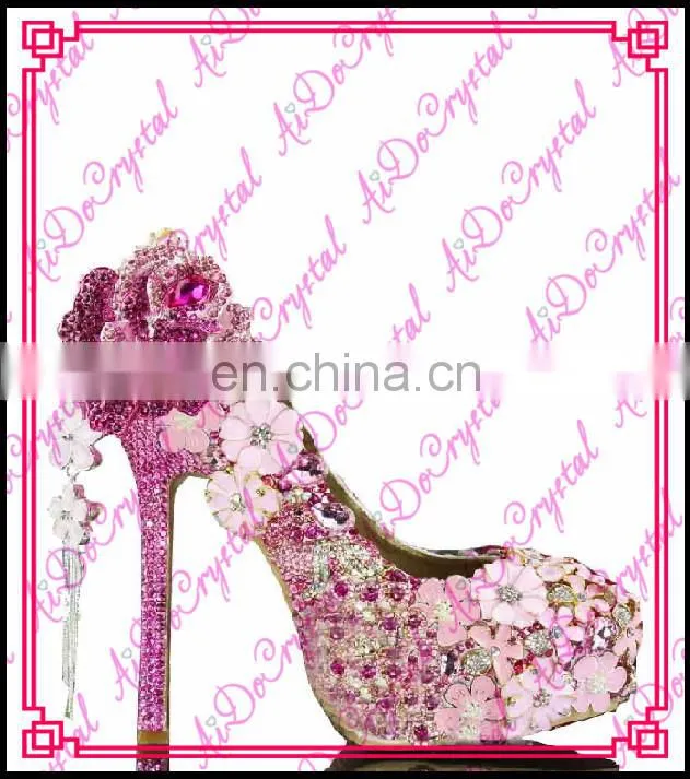 Aidocrystal Handmade Baby pink with hot pink Luxury Elegant closed toe high heels for women shoes