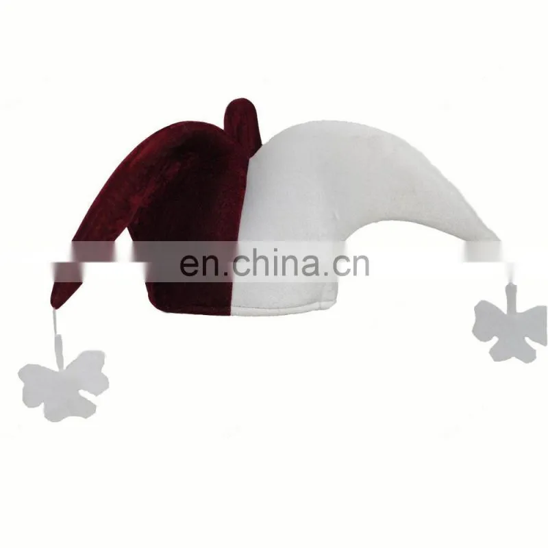 MCH-1166 Wholesale Party Carnival funny plush adult shiny women pink jester clown foam Hats with bells for adults