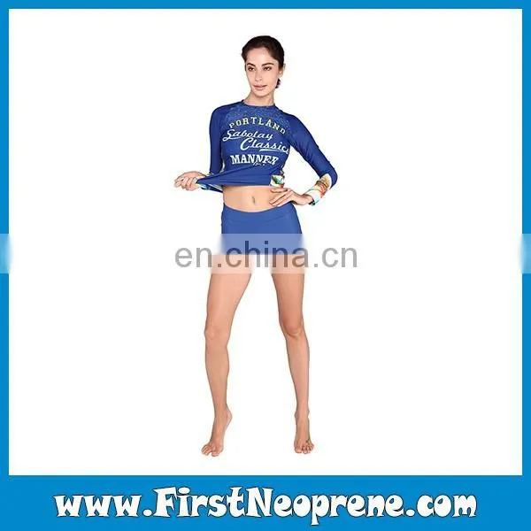 Dark Blue Color Swim Suit Breathable Rash Guard