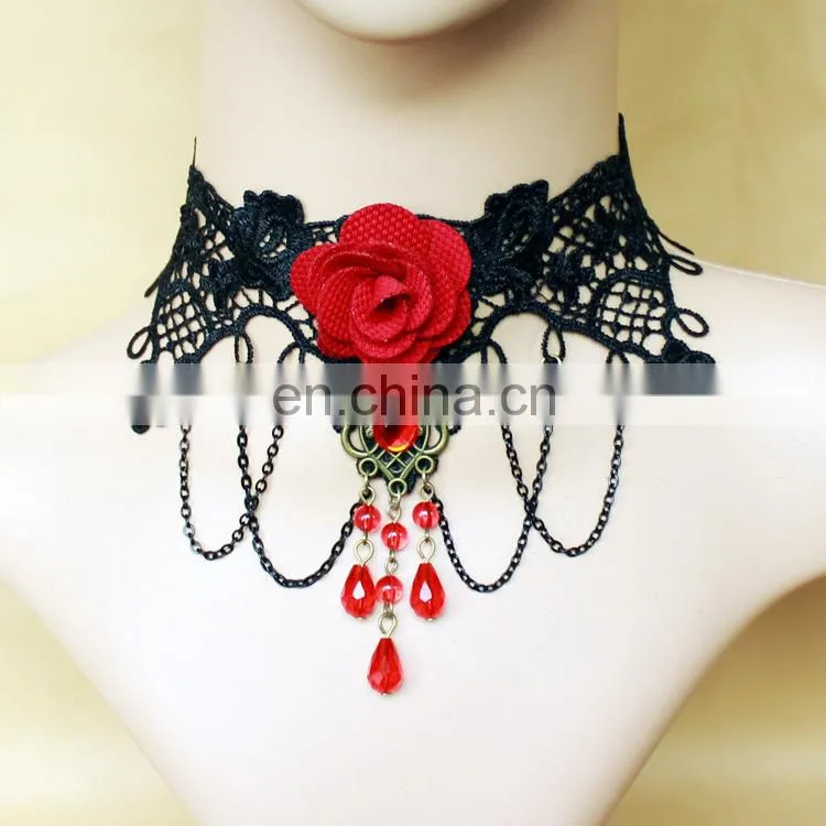 2015 latest design fashion party lace necklace lace necklace