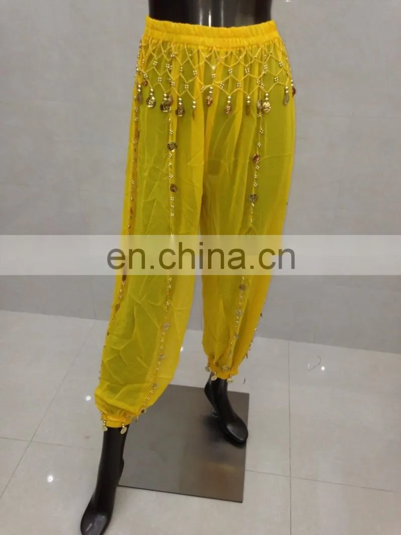 Egyptian chiffon gold coins professional Belly dance harem pants K-4030#