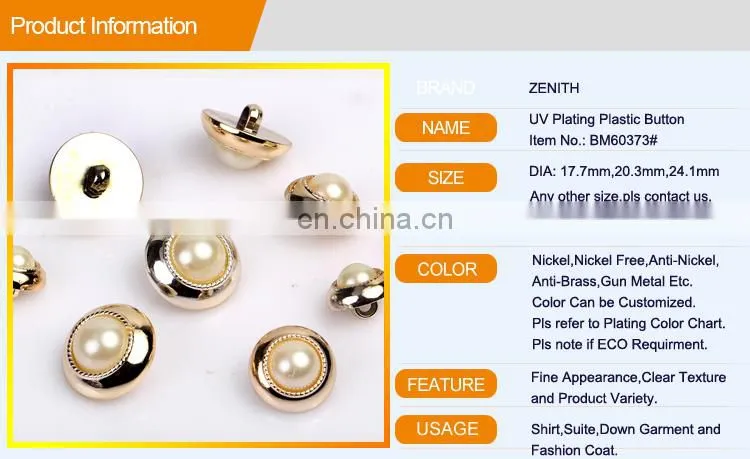 UV Plating ABS Plastic Resin Garment Button BA60373