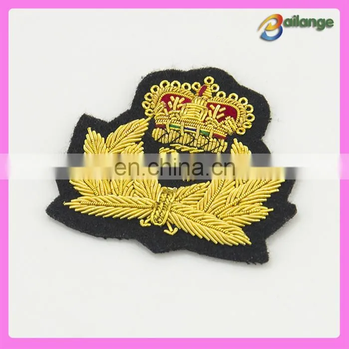 fashion bullion wire garment military embroidery patches badge for blazer