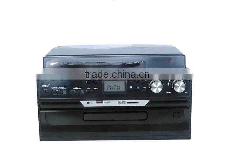 Classical Turntable with AM FM Radio CD Cassette/ USB Recorder & MP3 Player