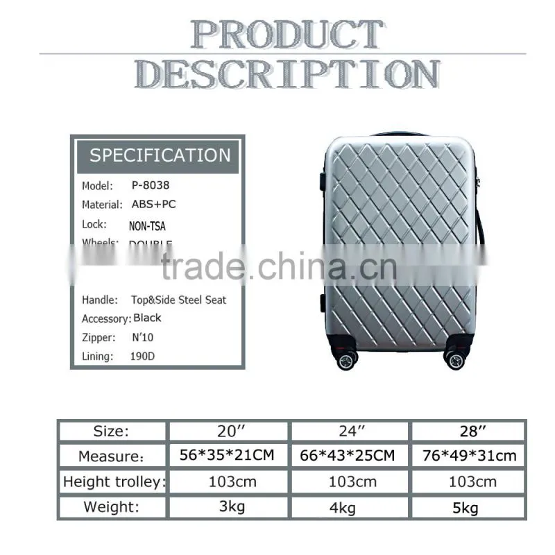 2015 fashion abs+pc airport luggage trolley