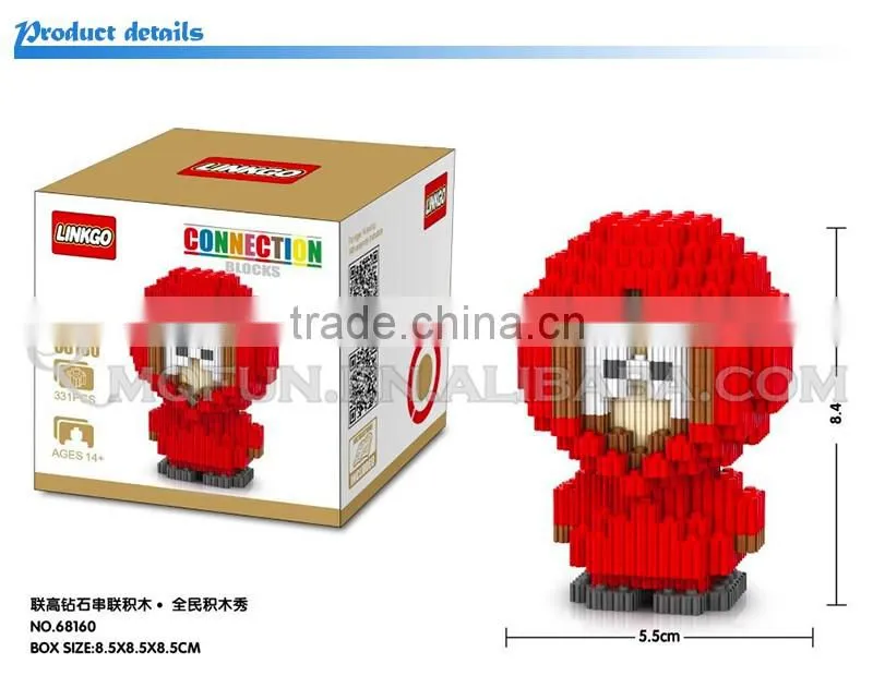 Mini Qute LINKGO Kawaii 5 styles cartoon South Park block diamond plastic building block boys educational toy