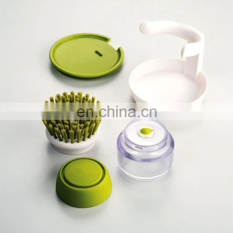 Kitchen cleaning tools silicone handle cleaning brush soap dispenser dishwashing brush
