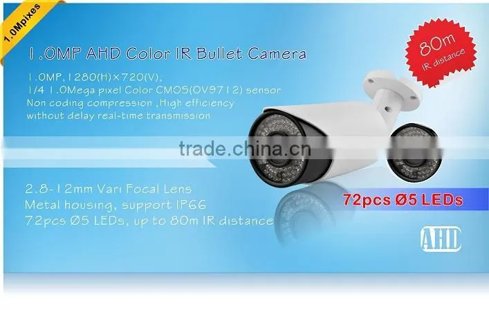 Outdoor Long Range IR distance 80M CMOS 720P Weatherproof/Waterproof CCTV Camera AHD IR Vari Focal 2.8-12mm Bullet Camera