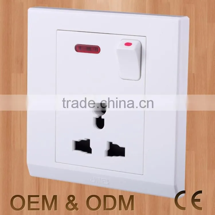 China generator 13A multifunctional outlet switched socket with neon light