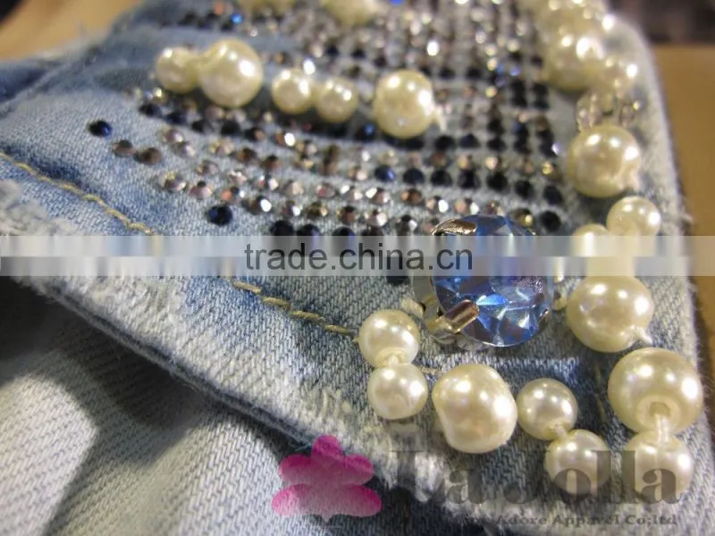 2016 Summer hot drilled and Beads short denim dresses for women
