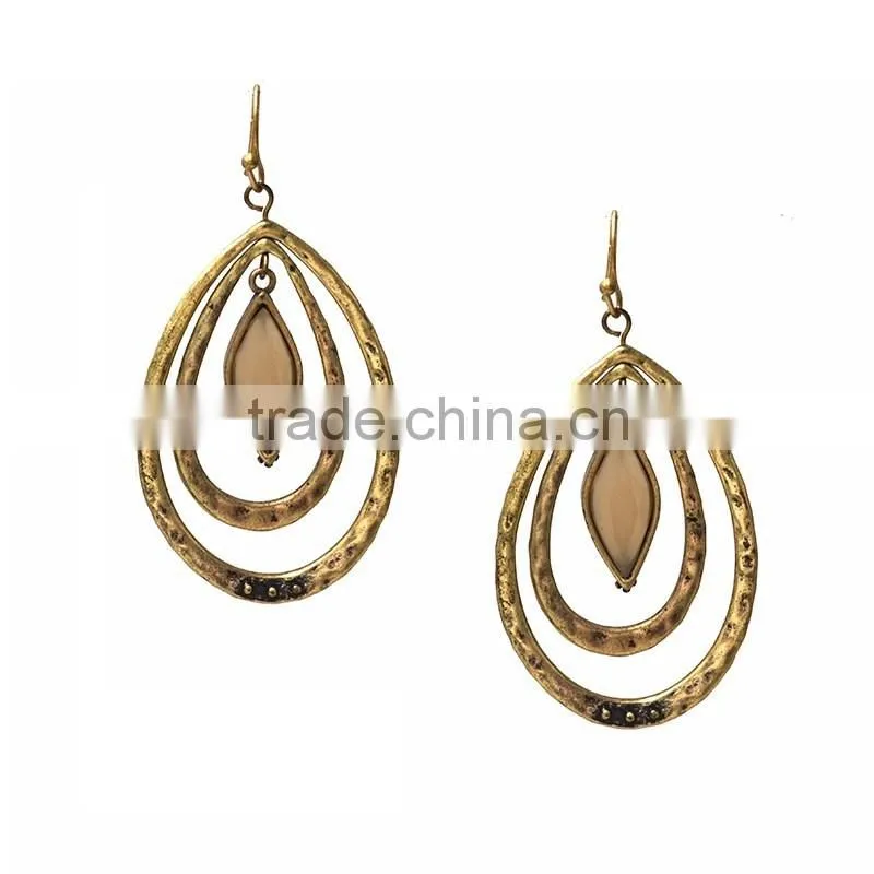 Latest Anti-Gold Jewelry Double Circles Bali Designs Hook Earrings