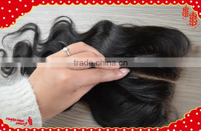 2013 New arrival peruvian hair three part silk base lace closure
