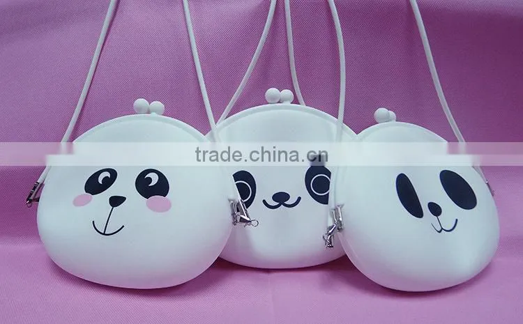 2015 High grade silicone cute panda shaped purses/ fashion bags/white purses