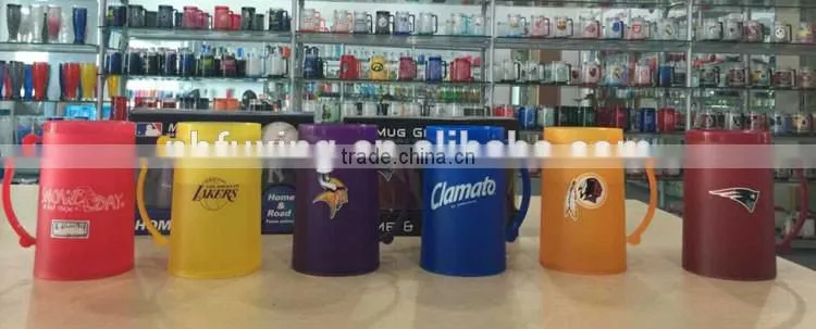 14 oz eco-friendly pba free ice beer mug freezer mug frosty plastic double wall beer mug