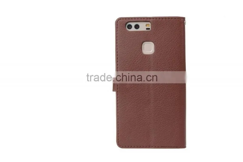 Original with card slot MMT Litchi Grain wallet leather flip case for Huawei P9 plus photo frame holder leather PU case