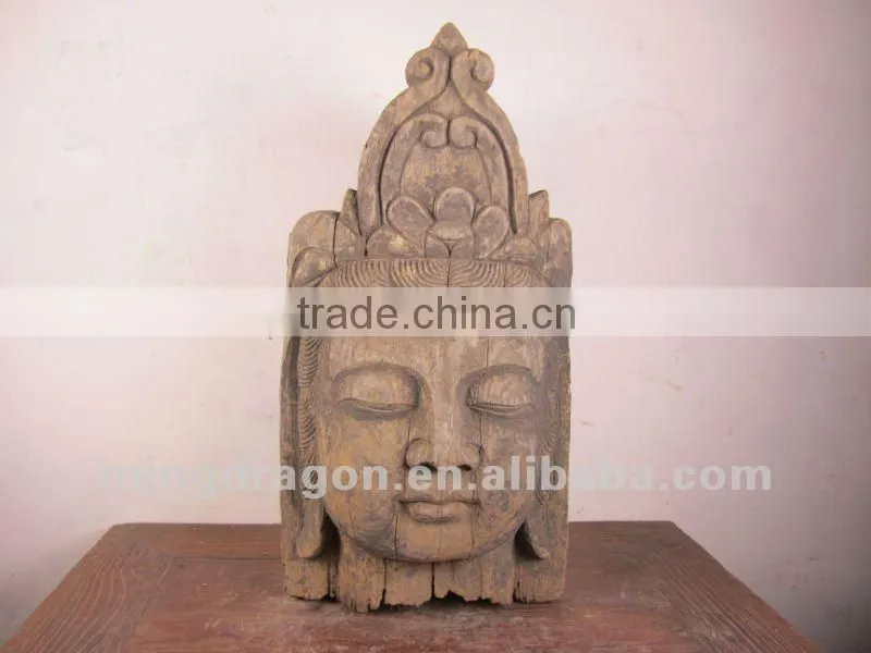 chinese antique furniture wood buddha head