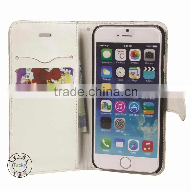 for iphone 6 wallet case with card holder cute case, flower design