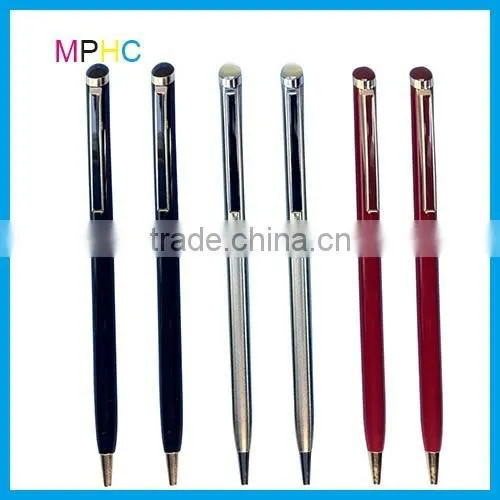 Popular promotional slim thin cross hotel used metal ball pen with Epoxy logo