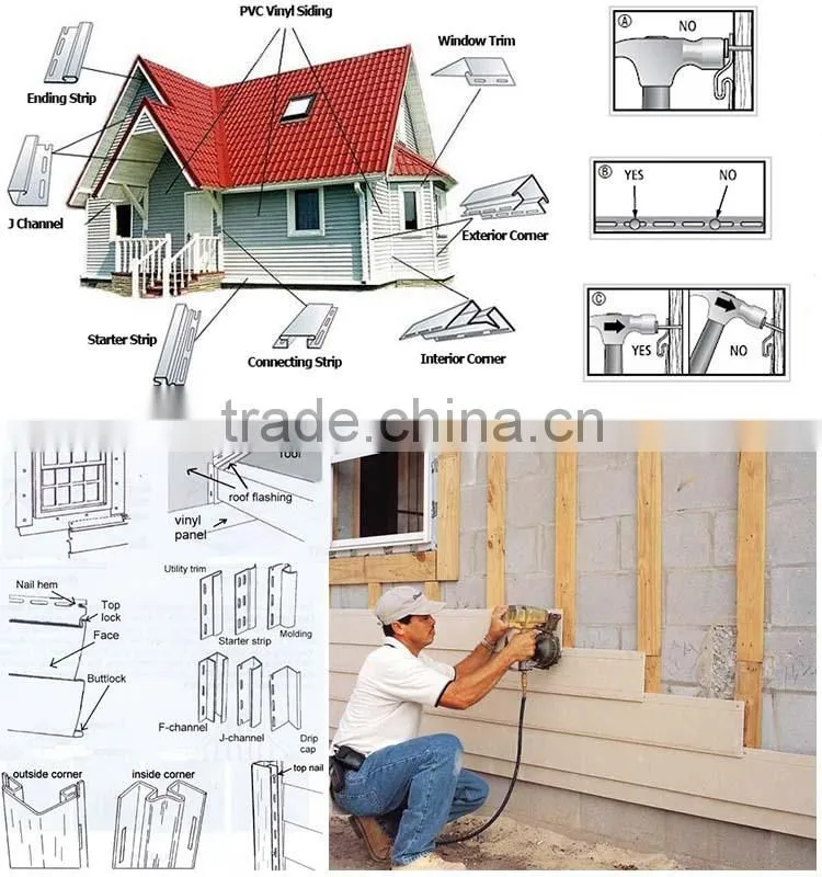 modern decorative exterior wall siding panels J channel
