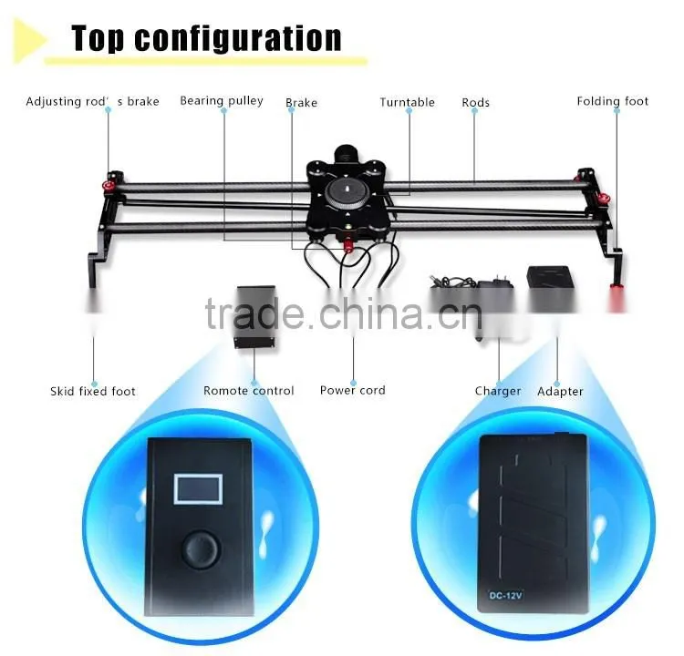 The cheapest manufuctured with powerful function camera motorized 120cm carbon fiber camera slider with time lapse function