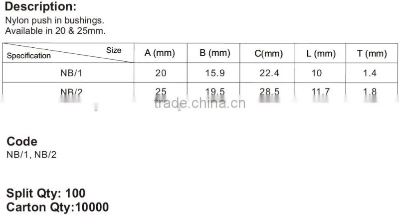nylon plastic bushing, plastic bush