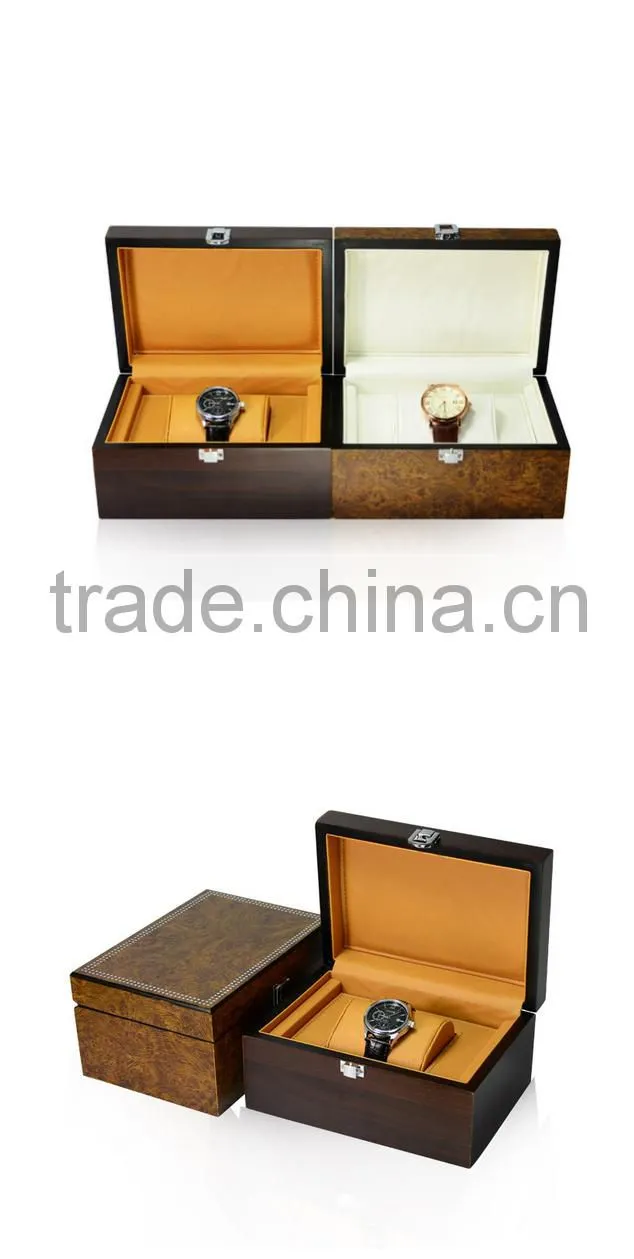 Custom Logo Printed Personalized Luxury Glossy Single Wood Watch Box