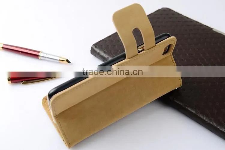 Soft feel classic squirrel grain flip leather cover case for xiaomi 5
