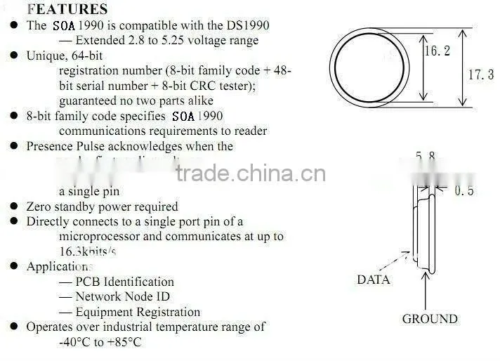 Free samples acceptable DS Ibutton Chip DS1990A-f5