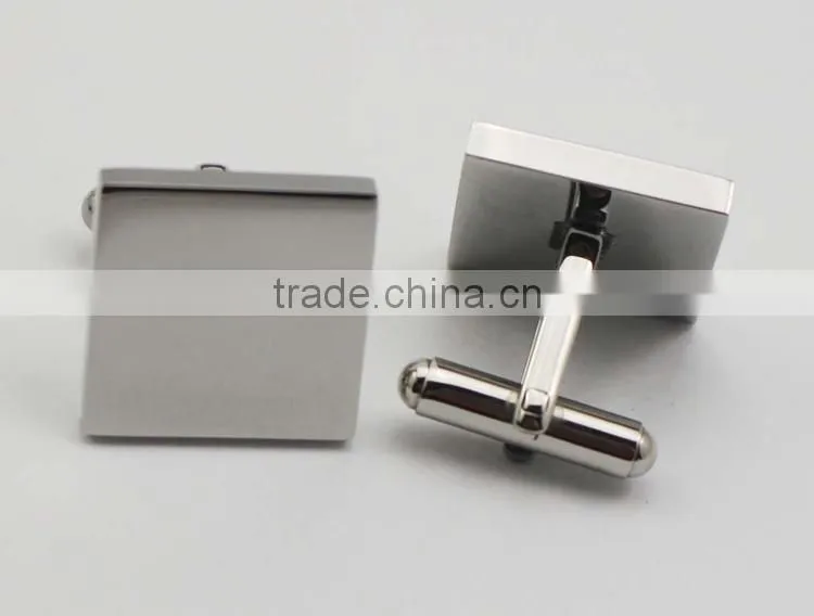 316L stainless steel shiny silver Classic mens Square cuff button