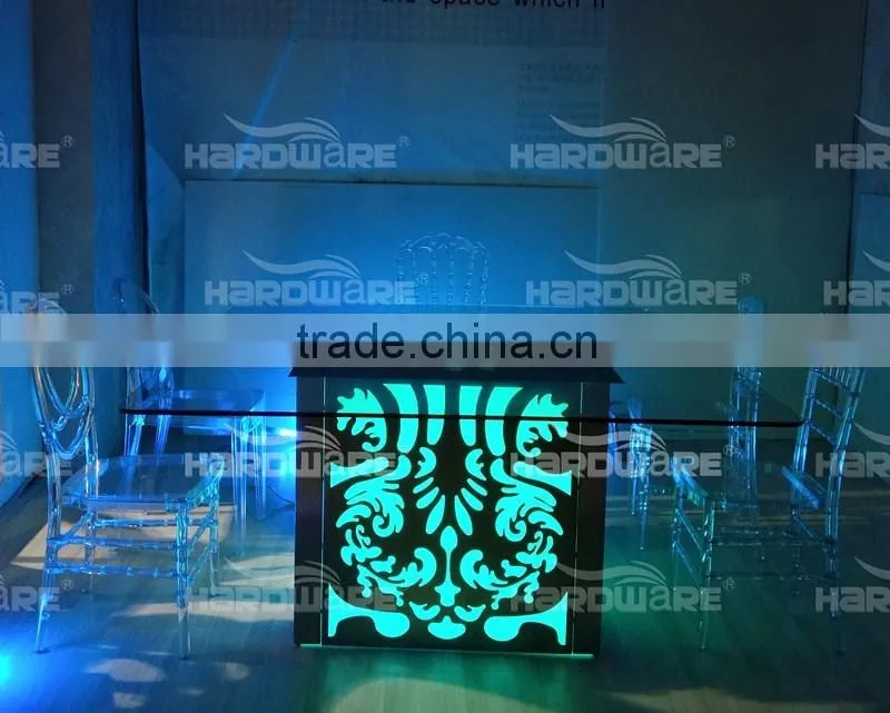 Dubai wedding table LED Square stainless steel wedding table
