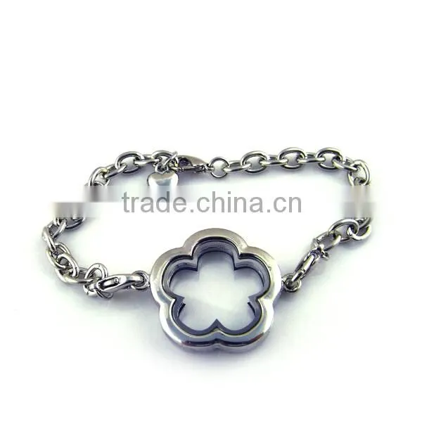 flower floating glass locket bracelet