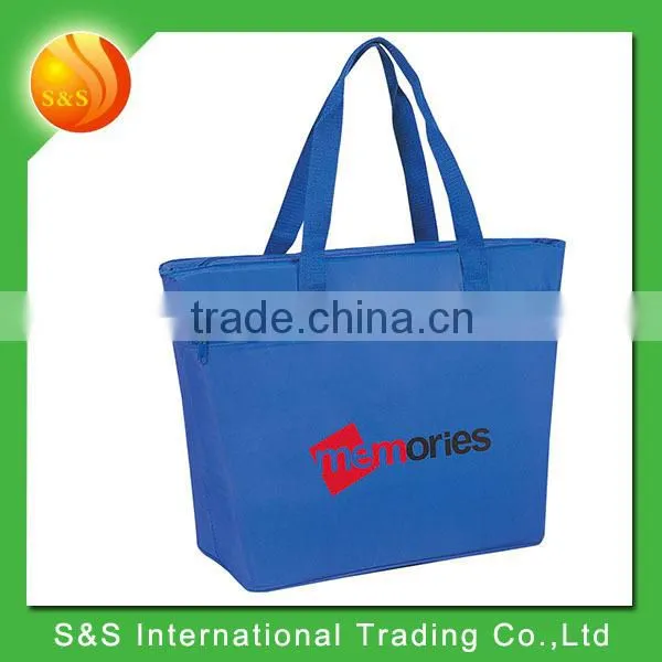 2015 new design front zipper pocket large beach tote bag