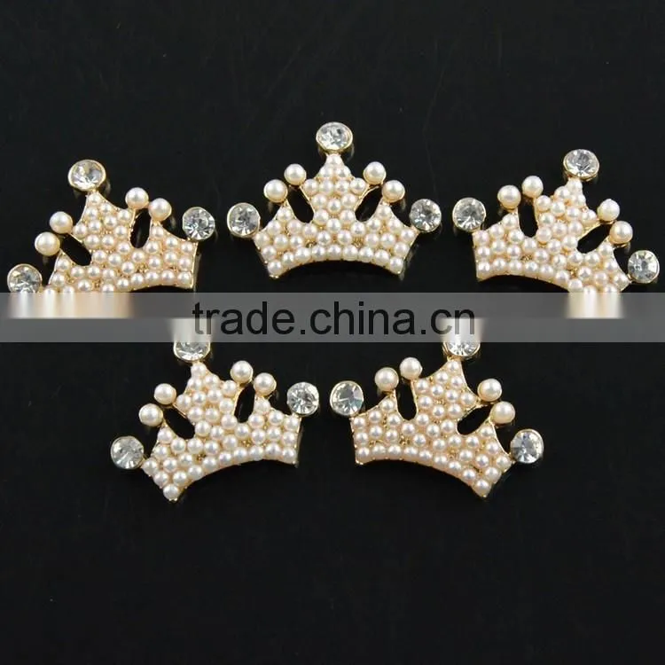 Lovely Pearl Crown Embellishment Flat Back,DIY Rhinestone Brooch Accessories