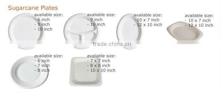 tableware Disposable biodegradable eco-friendly bagasse Plate