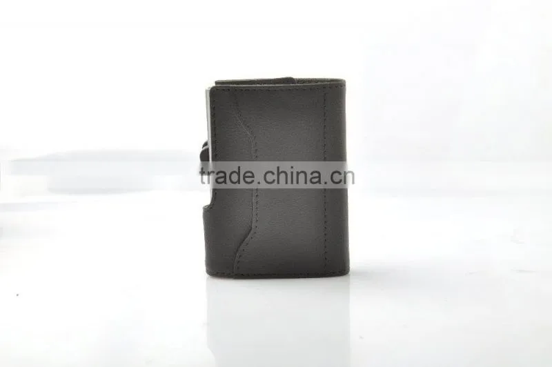 Top cowhide rfid blocking genuine PU leather RFID wallet black