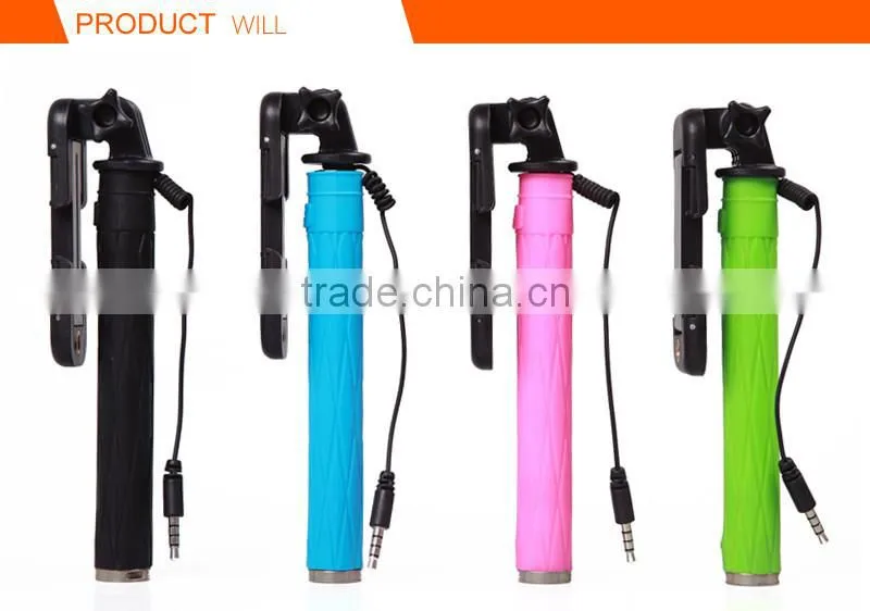 wholesale bluetooth selfie stick with cable