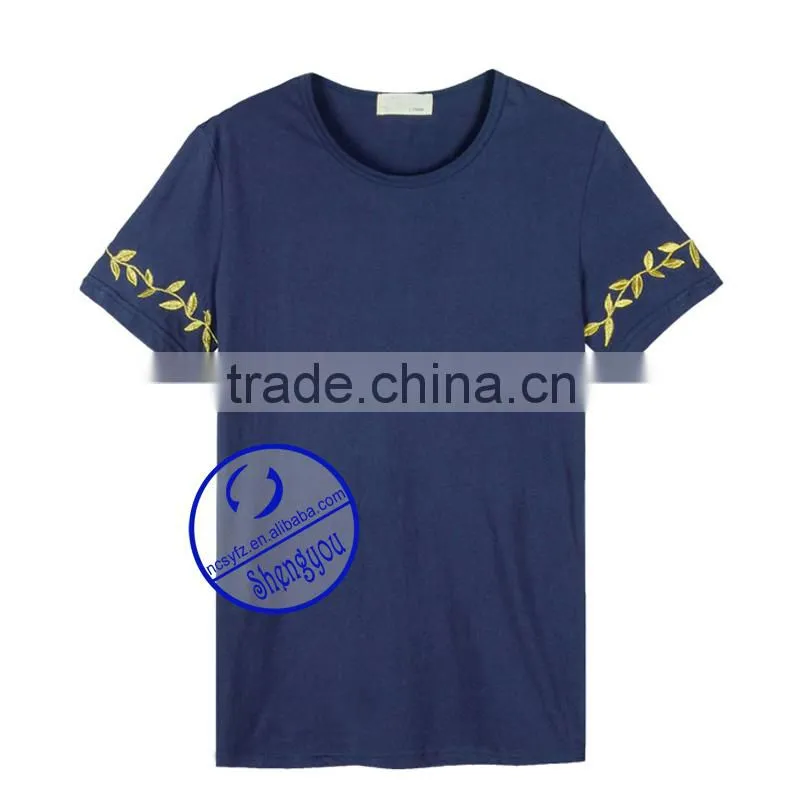 Men's wholesale round neck cotton embroidered t shirts