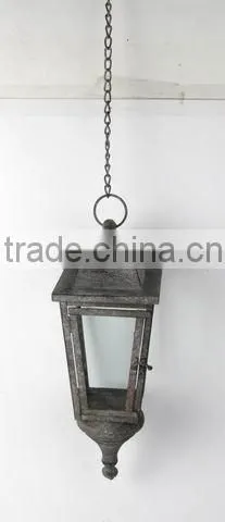 100371MC- hanging metal candle lantern w/chain